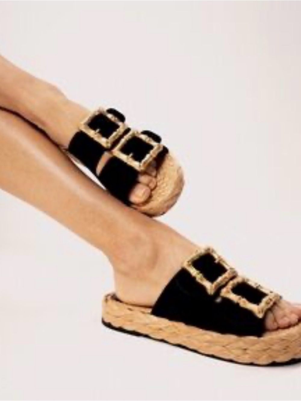 SCHUTZ Black Enola Rope Platform Sandal